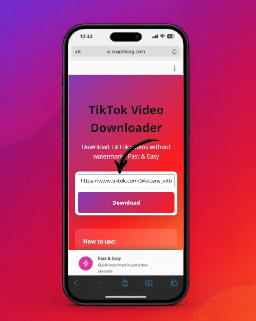SnapTik: TikTok Downloader Without Watermark (Fast, Free & HD) 3 how to paste link in tiktok video downloader tool guide